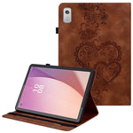 Læderetui til Lenovo Tab M9 TB-310FU med præget hjerte, sammenfoldeligt stativ, kortholder og holder til stylus, tabletcover