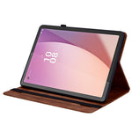 Læderetui til Lenovo Tab M9 TB-310FU med præget hjerte, sammenfoldeligt stativ, kortholder og holder til stylus, tabletcover