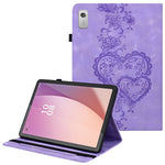 Læderetui til Lenovo Tab M9 TB-310FU med præget hjerte, sammenfoldeligt stativ, kortholder og holder til stylus, tabletcover