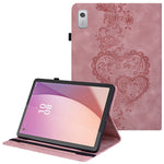 Læderetui til Lenovo Tab M9 TB-310FU med præget hjerte, sammenfoldeligt stativ, kortholder og holder til stylus, tabletcover