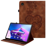 For Lenovo Tab M10 (Gen 3) Leather Case Heart Imprint Foldable Stand Card Slot Stylus Holder Tablet Cover
