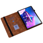 For Lenovo Tab M10 (Gen 3) Leather Case Heart Imprint Foldable Stand Card Slot Stylus Holder Tablet Cover