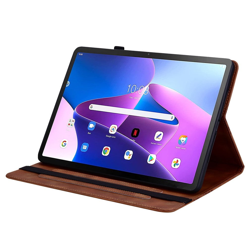 For Lenovo Tab M10 (Gen 3) Leather Case Heart Imprint Foldable Stand Card Slot Stylus Holder Tablet Cover
