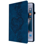 For Lenovo Tab Plus Leather Case Heart Imprint Foldable Stand Card Slot Stylus Holder Tablet Cover