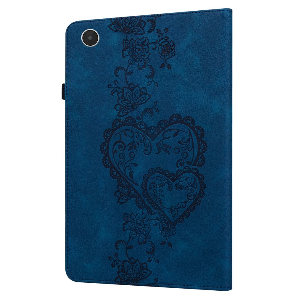 For Lenovo Tab Plus Leather Case Heart Imprint Foldable Stand Card Slot Stylus Holder Tablet Cover