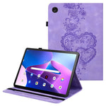 For Lenovo Tab M10 Plus (3rd Gen) Leather Case Heart Imprint Foldable Stand Card Slot Stylus Holder Tablet Cover