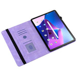 For Lenovo Tab M10 Plus (3rd Gen) Leather Case Heart Imprint Foldable Stand Card Slot Stylus Holder Tablet Cover
