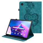 For Lenovo Tab M10 Plus (3rd Gen) Leather Case Heart Imprint Foldable Stand Card Slot Stylus Holder Tablet Cover