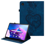 For Lenovo Tab M10 Plus (3rd Gen) Leather Case Heart Imprint Foldable Stand Card Slot Stylus Holder Tablet Cover