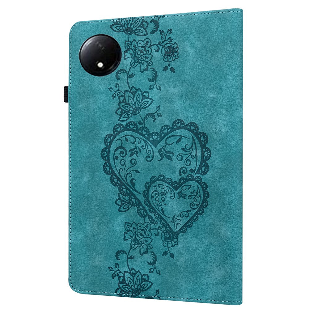 For Xiaomi Redmi Pad SE 4G 8.7 inch Leather Case Heart Imprint Foldable Stand Card Slot Stylus Holder Tablet Cover