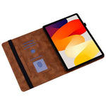For Xiaomi Redmi Pad SE Leather Case Heart Imprint Foldable Stand Card Slot Stylus Holder Tablet Cover