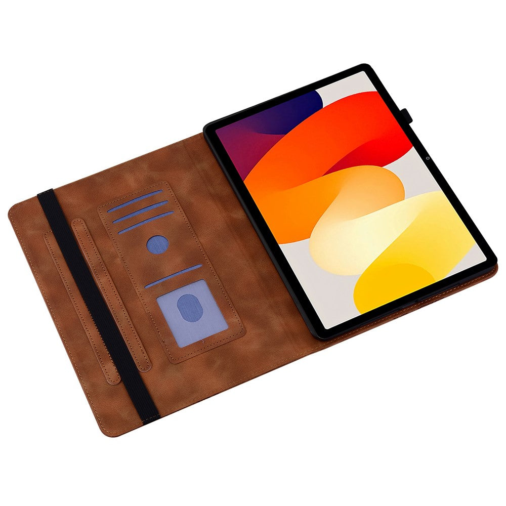 For Xiaomi Redmi Pad SE Leather Case Heart Imprint Foldable Stand Card Slot Stylus Holder Tablet Cover