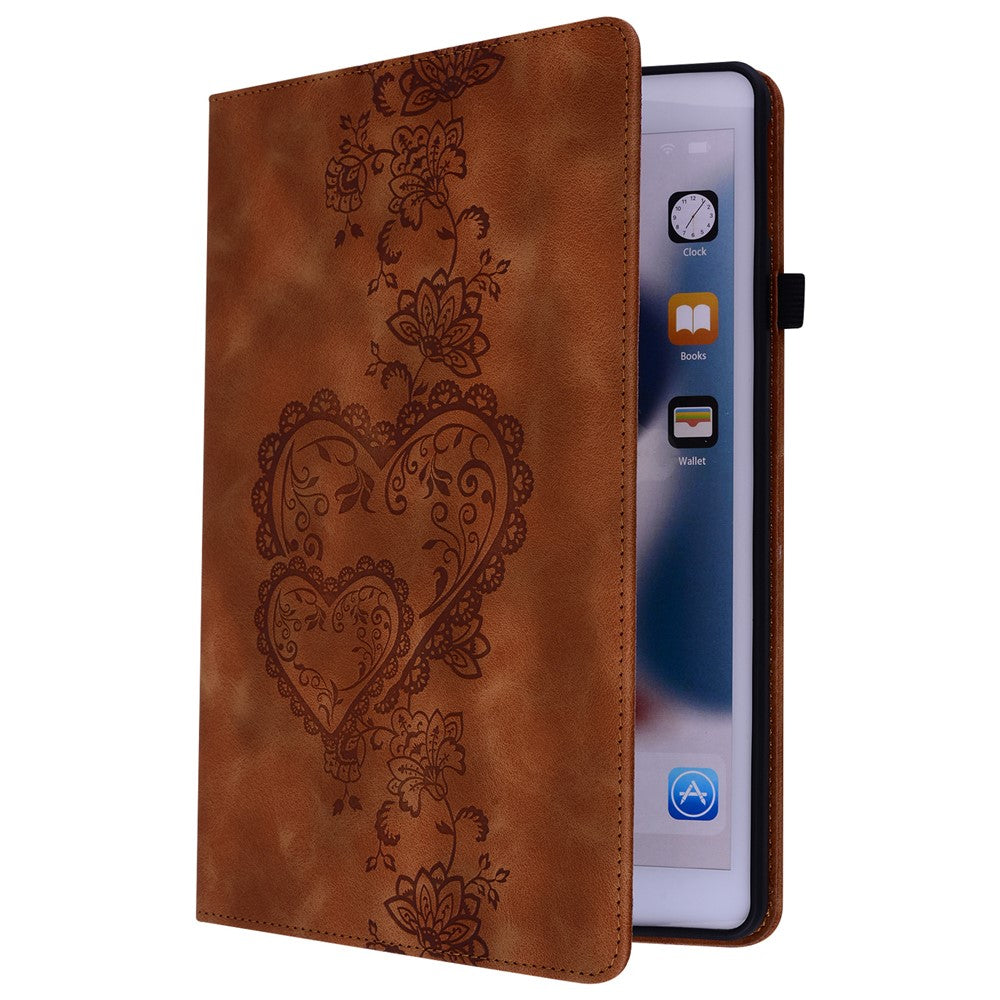 For Xiaomi Redmi Pad SE Leather Case Heart Imprint Foldable Stand Card Slot Stylus Holder Tablet Cover