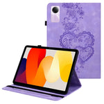 For Xiaomi Redmi Pad SE Leather Case Heart Imprint Foldable Stand Card Slot Stylus Holder Tablet Cover