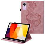 For Xiaomi Redmi Pad SE Leather Case Heart Imprint Foldable Stand Card Slot Stylus Holder Tablet Cover