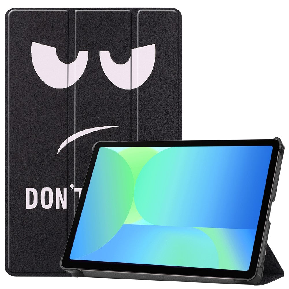 Til Samsung Galaxy Tab S10 Lite / S10 FE / S9 FE etui med mønstertryk i læder og stander til tablet