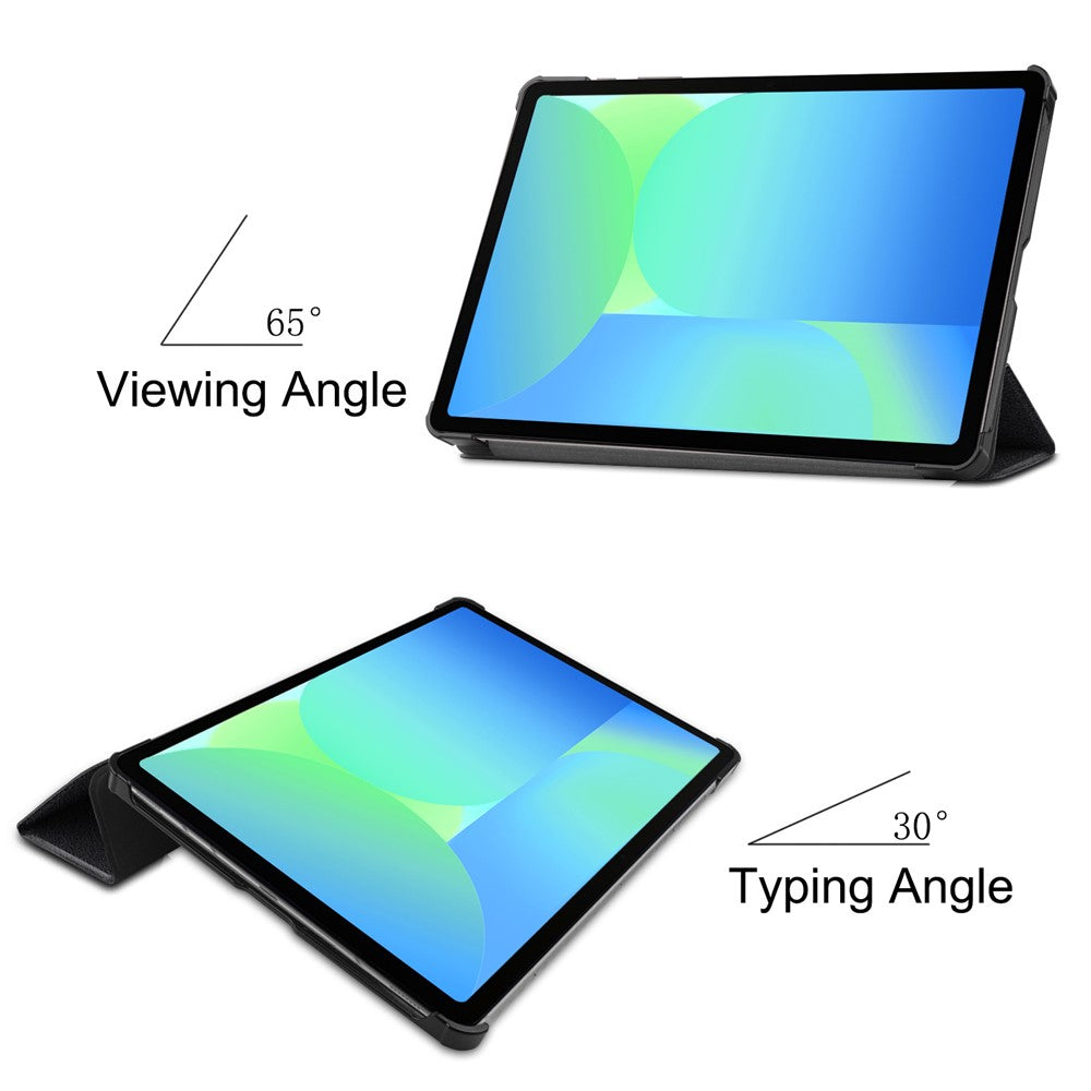 Til Samsung Galaxy Tab S10 Lite / S10 FE / S9 FE etui med mønstertryk i læder og stander til tablet