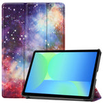 Til Samsung Galaxy Tab S10 Lite / S10 FE / S9 FE etui med mønstertryk i læder og stander til tablet