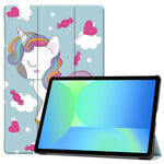 Til Samsung Galaxy Tab S10 Lite / S10 FE / S9 FE etui med mønstertryk i læder og stander til tablet