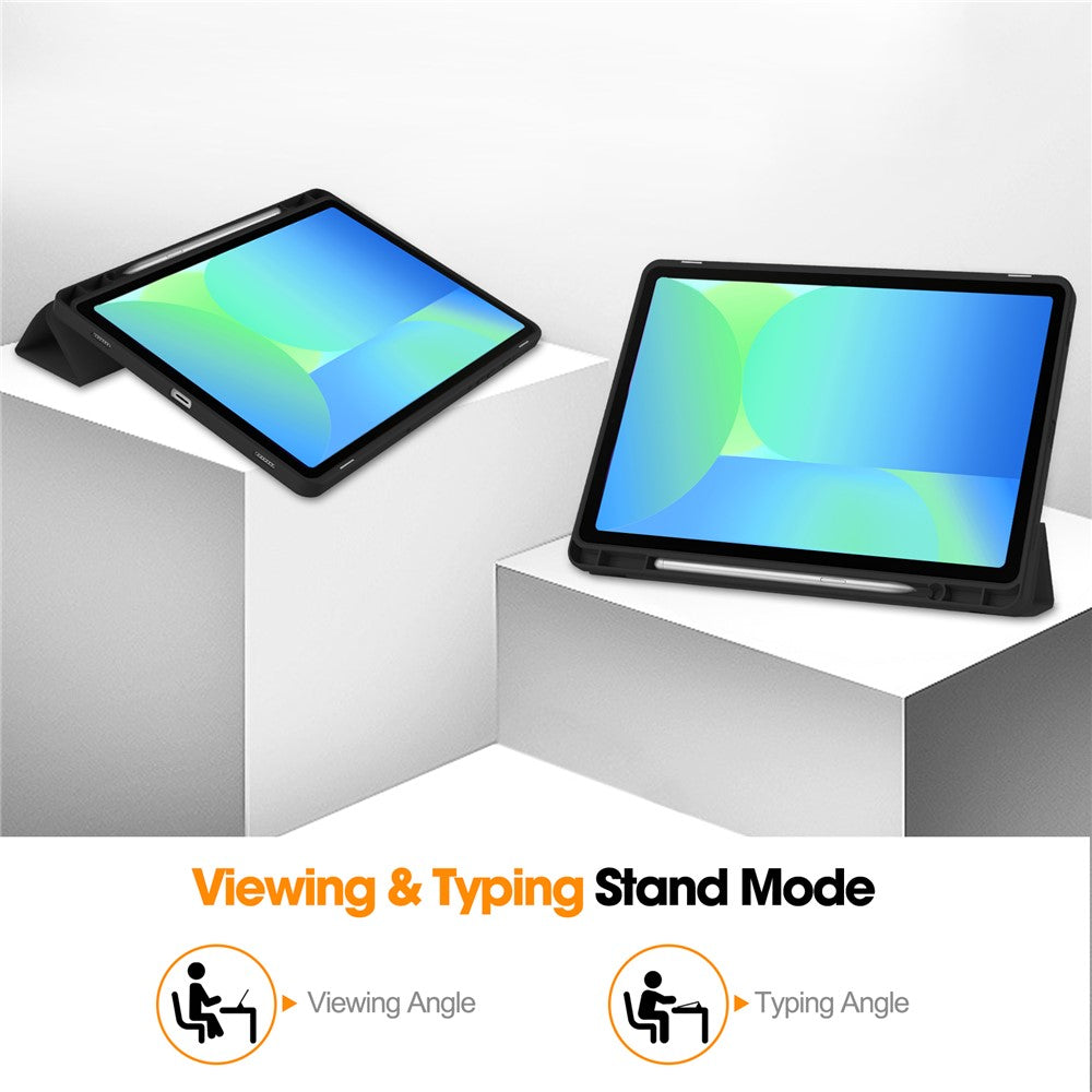 For Samsung Galaxy Tab S10 Lite / S10 FE / S9 FE Stand Case Shock-Absorbent Leather Tablet Cover with Pen Slot