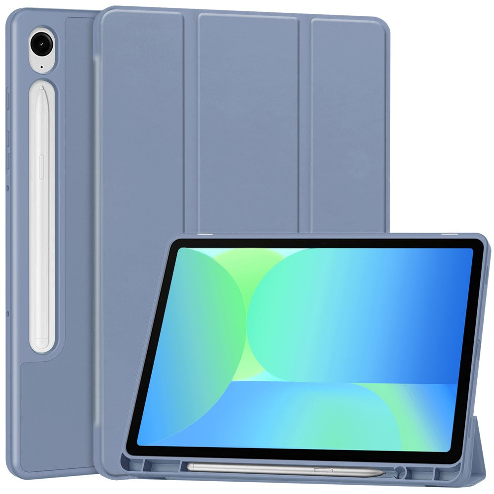 For Samsung Galaxy Tab S10 Lite / S10 FE / S9 FE Stand Case Shock-Absorbent Leather Tablet Cover with Pen Slot