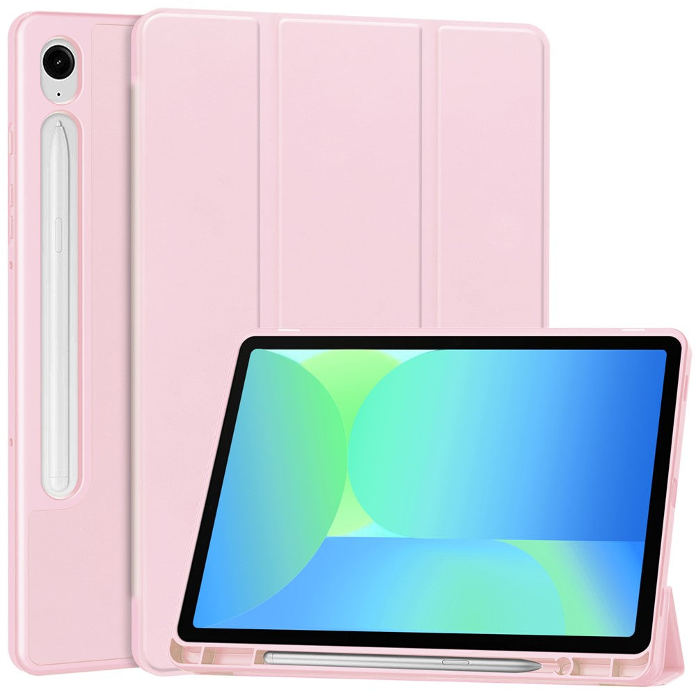For Samsung Galaxy Tab S10 Lite / S10 FE / S9 FE Stand Case Shock-Absorbent Leather Tablet Cover with Pen Slot