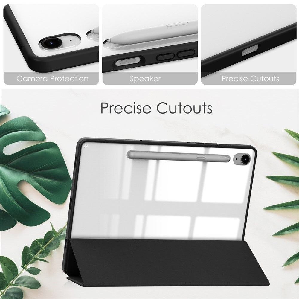 For Samsung Galaxy Tab S10 Lite / S10 FE / S9 FE Case Clear Acrylic Leather Tablet Cover Support Auto Sleep / Wake