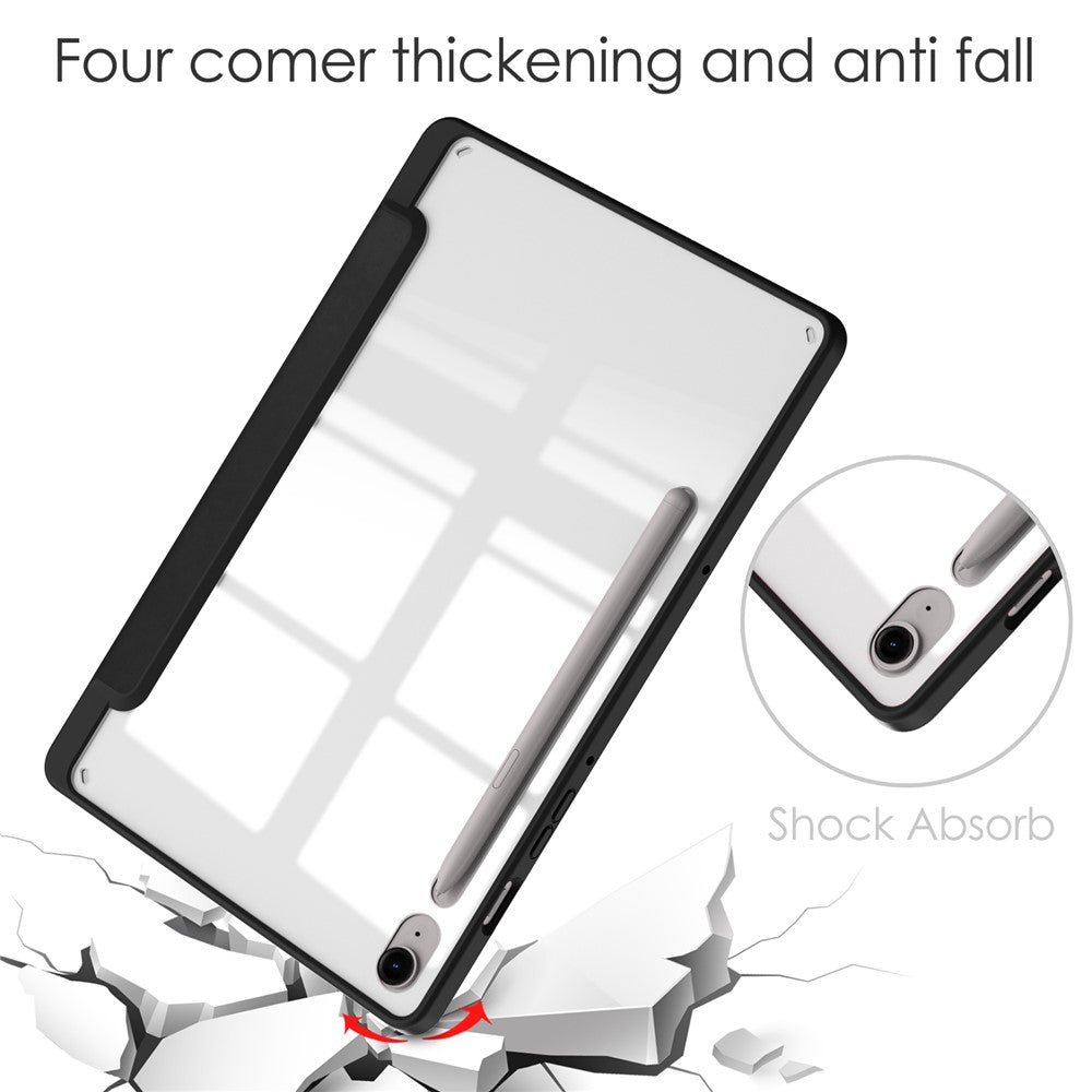 For Samsung Galaxy Tab S10 Lite / S10 FE / S9 FE Case Clear Acrylic Leather Tablet Cover Support Auto Sleep / Wake