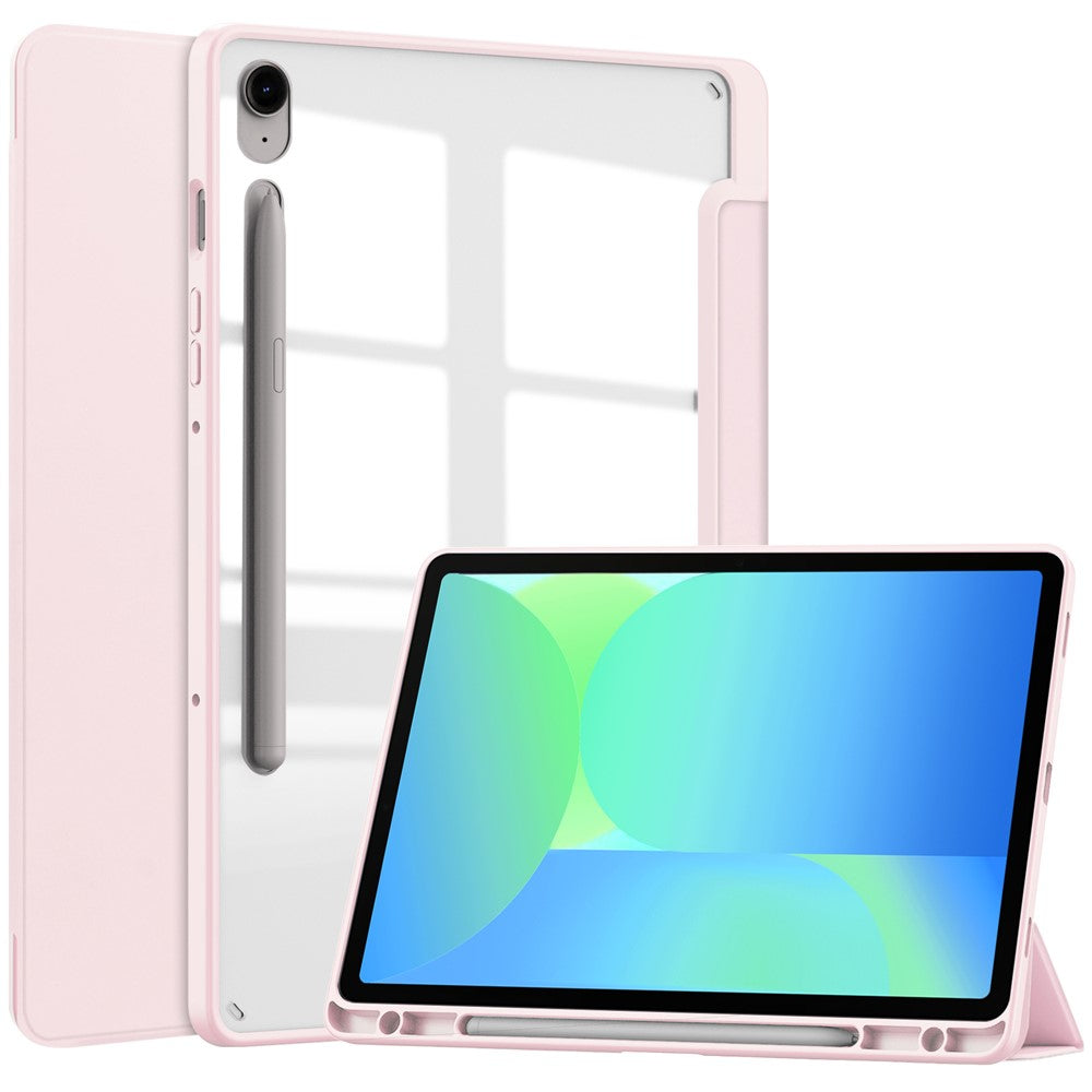 For Samsung Galaxy Tab S10 Lite / S10 FE / S9 FE Case Clear Acrylic Leather Tablet Cover Support Auto Sleep / Wake