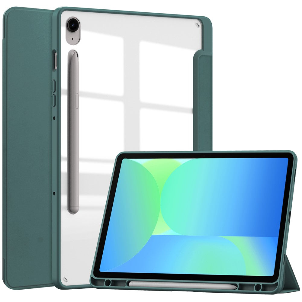 For Samsung Galaxy Tab S10 Lite / S10 FE / S9 FE Case Clear Acrylic Leather Tablet Cover Support Auto Sleep / Wake