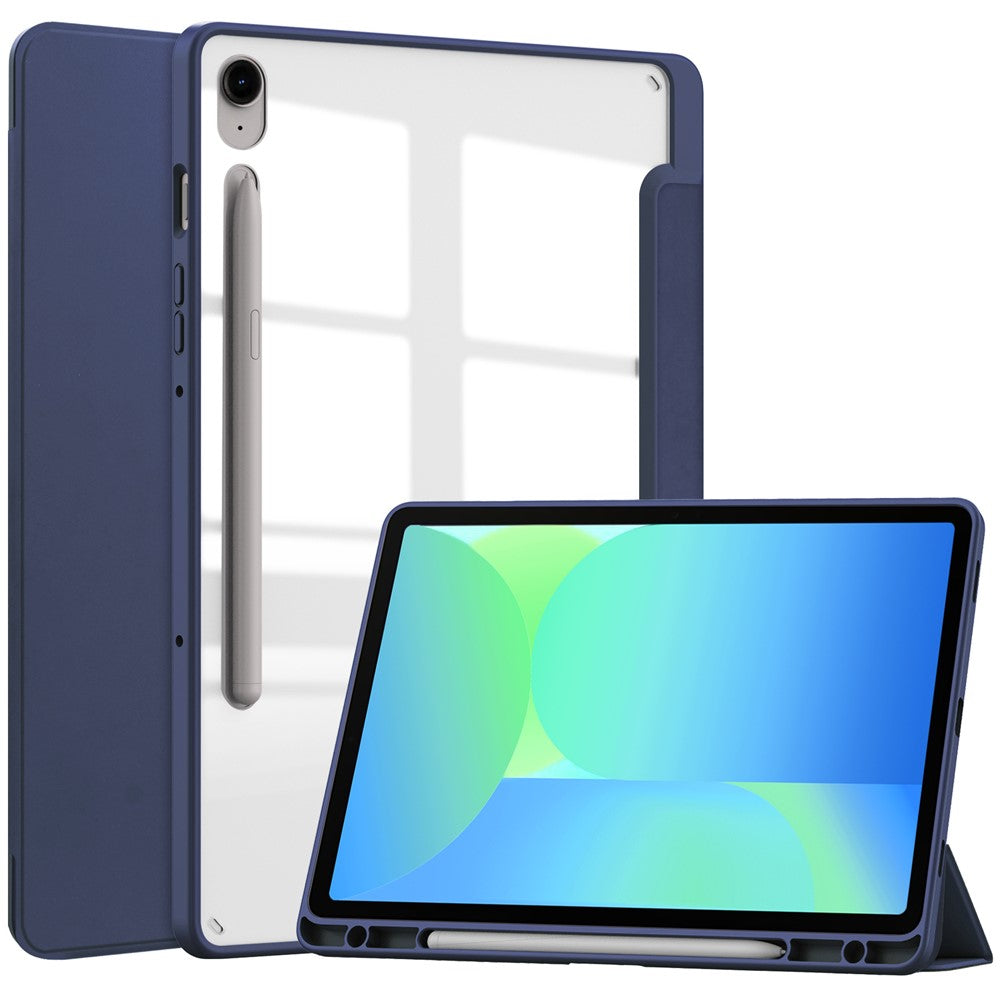 For Samsung Galaxy Tab S10 Lite / S10 FE / S9 FE Case Clear Acrylic Leather Tablet Cover Support Auto Sleep / Wake