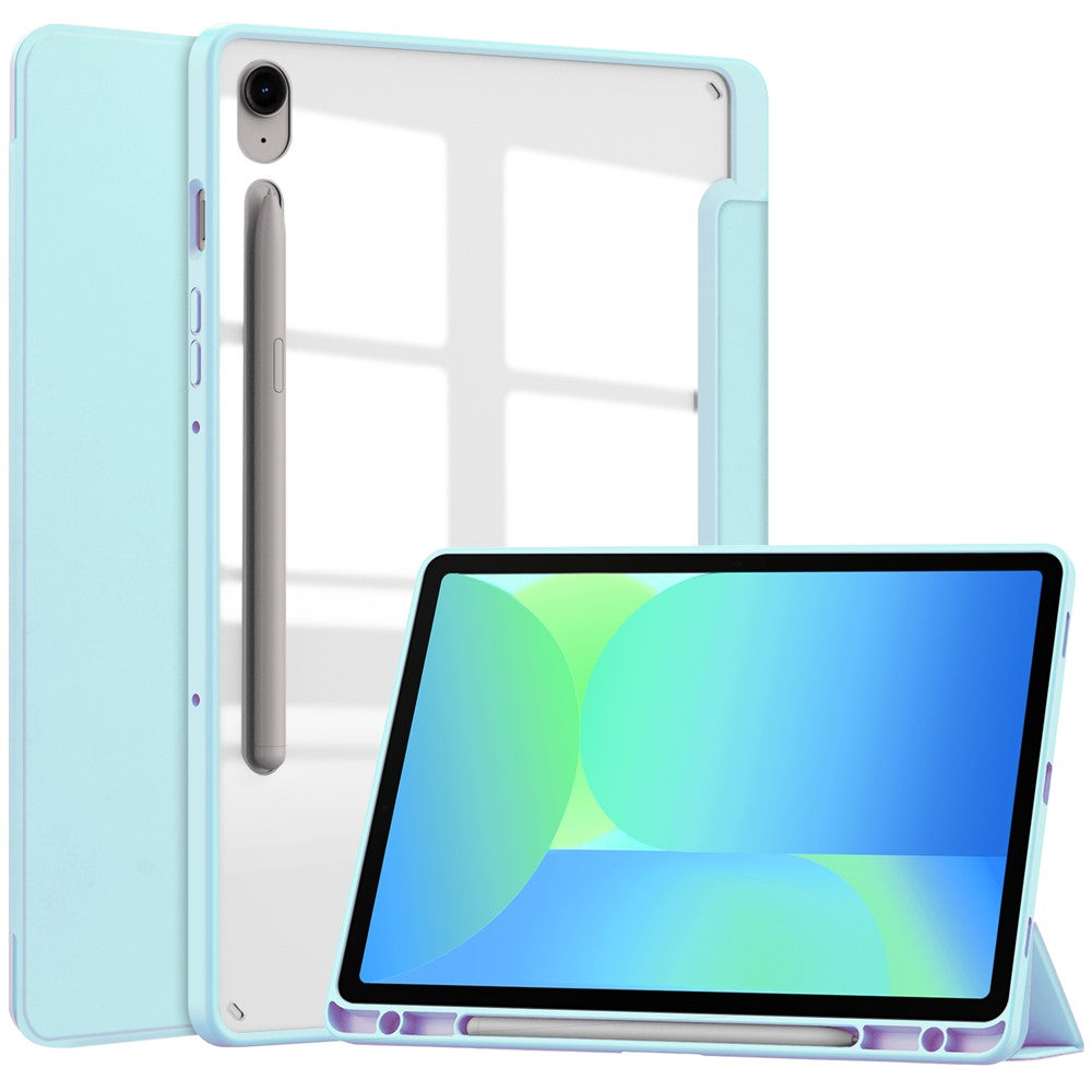For Samsung Galaxy Tab S10 Lite / S10 FE / S9 FE Case Clear Acrylic Leather Tablet Cover Support Auto Sleep / Wake