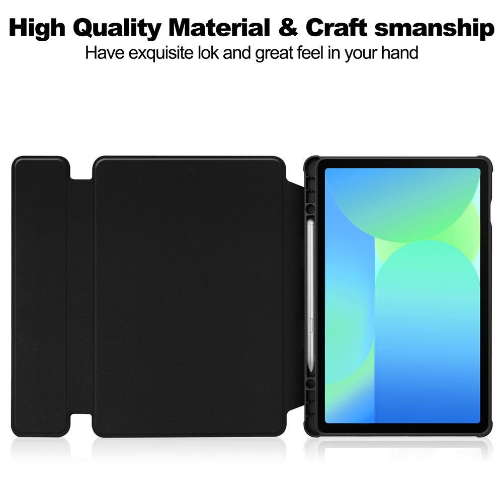 For Samsung Galaxy Tab S10 Lite / S10 FE / S9 FE Case 360-Degree Rotary Stand PU Leather + Acrylic Tablet Cover with Keyboard