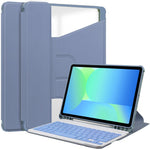 For Samsung Galaxy Tab S10 Lite / S10 FE / S9 FE Case 360-Degree Rotary Stand PU Leather + Acrylic Tablet Cover with Keyboard