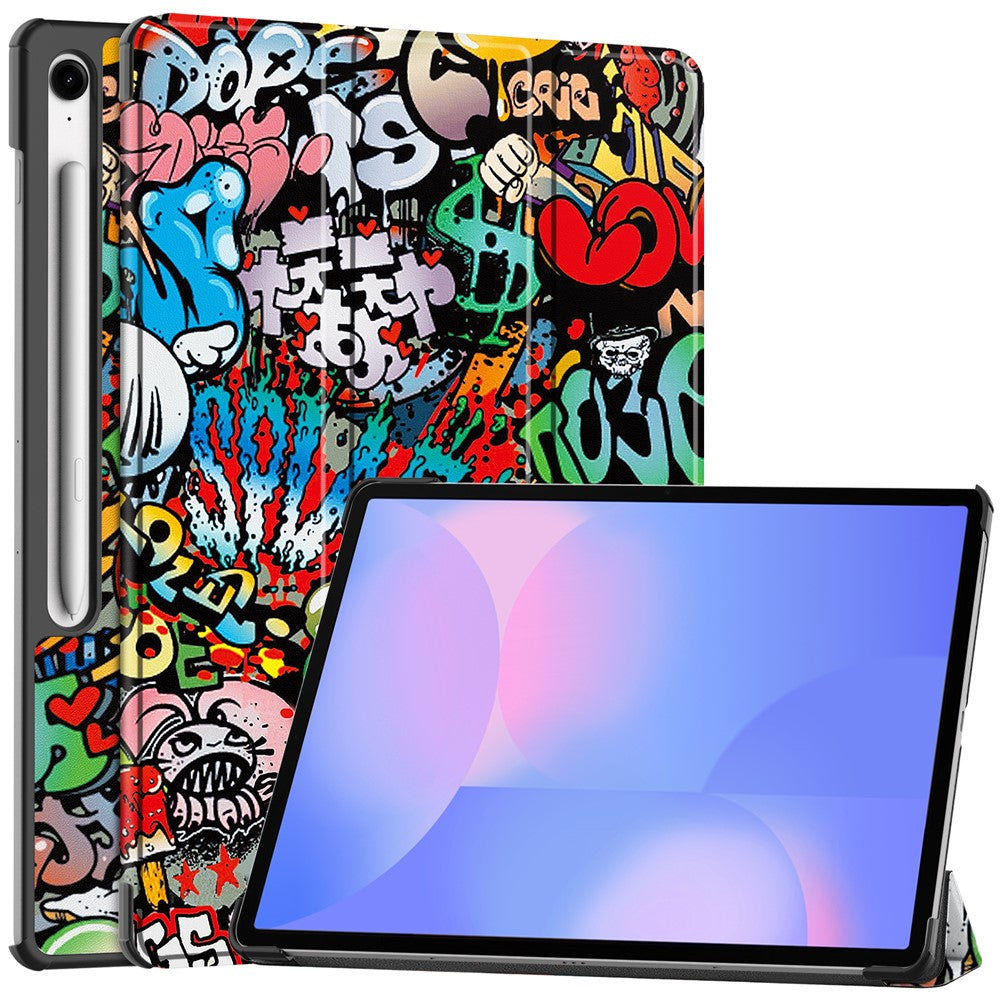Til Samsung Galaxy Tab S10 FE+ Cover med Mønstertryk, Læder Stand Tablet Cover
