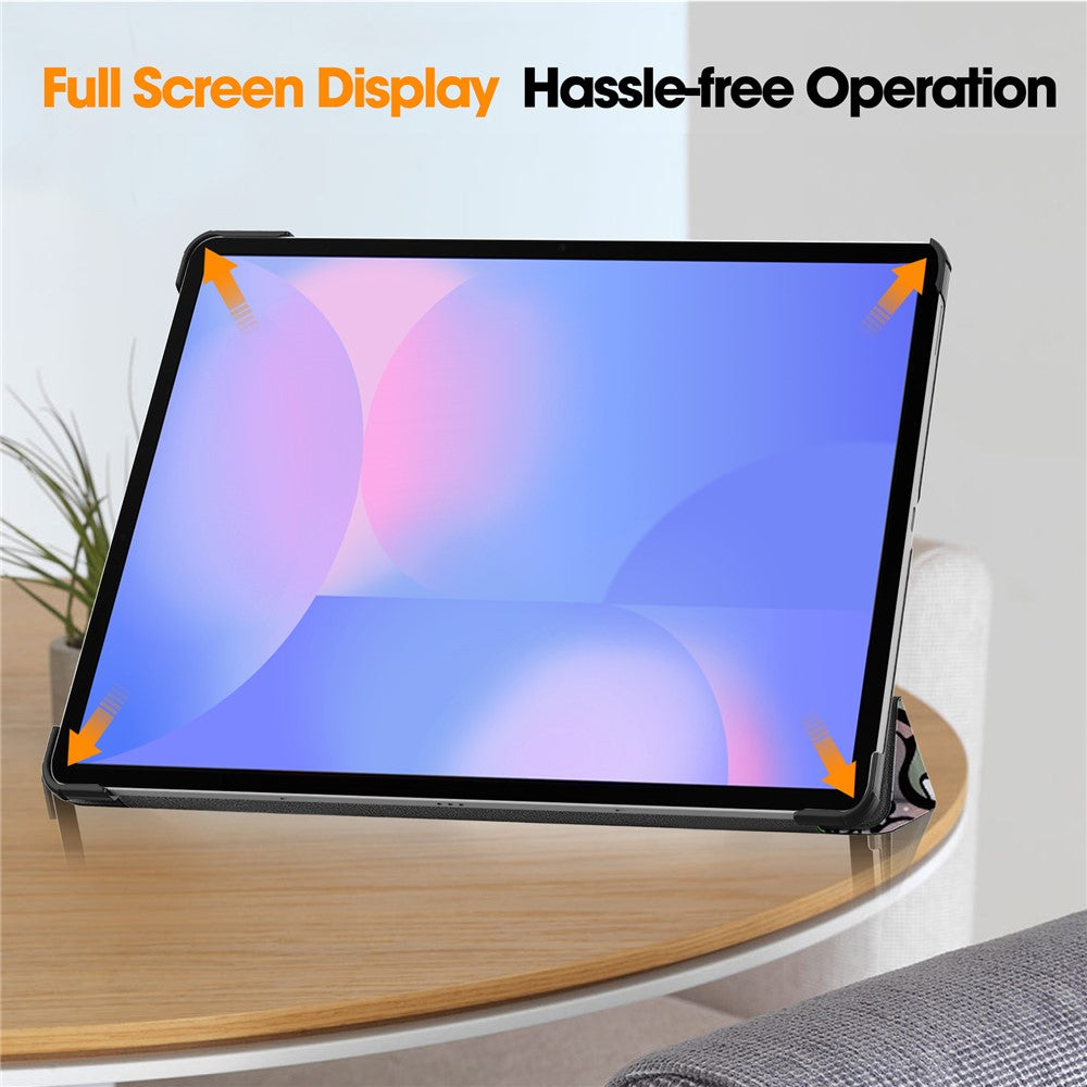 Til Samsung Galaxy Tab S10 FE+ Cover med Mønstertryk, Læder Stand Tablet Cover