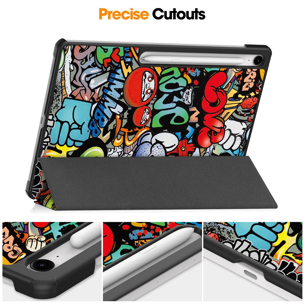 Til Samsung Galaxy Tab S10 FE+ Cover med Mønstertryk, Læder Stand Tablet Cover