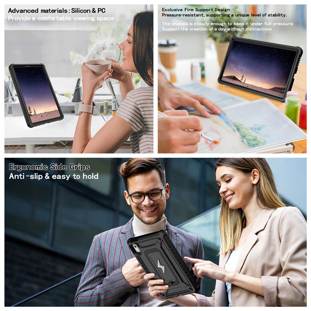 For Lenovo Nook 9 inch (2024) / Tab M9 TB-310FU TB-310FX Case Kickstand PC + Silicone Tablet Cover with Shoulder Strap