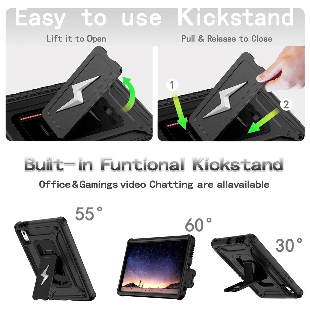 For Lenovo Nook 9 inch (2024) / Tab M9 TB-310FU TB-310FX Case Kickstand PC + Silicone Tablet Cover with Shoulder Strap