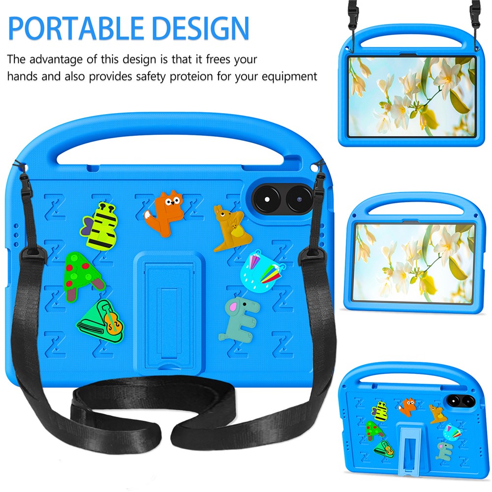 Tablet Case For Xiaomi Redmi Pad Pro / Pad Pro 5G  /  Poco Pad 5G  /  4G Kickstand Case Cartoon Design Anti-Drop EVA+PC Tablet Cover with Strap for Kids