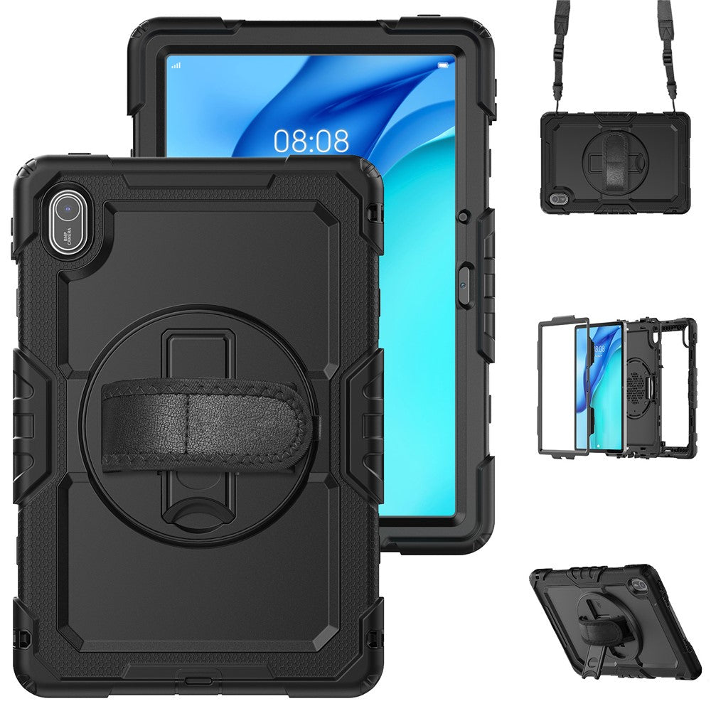 For Huawei MatePad SE 11 Case PC + Silicone Tablet Cover with PET Anti-Scratch Film and Shoulder Strap