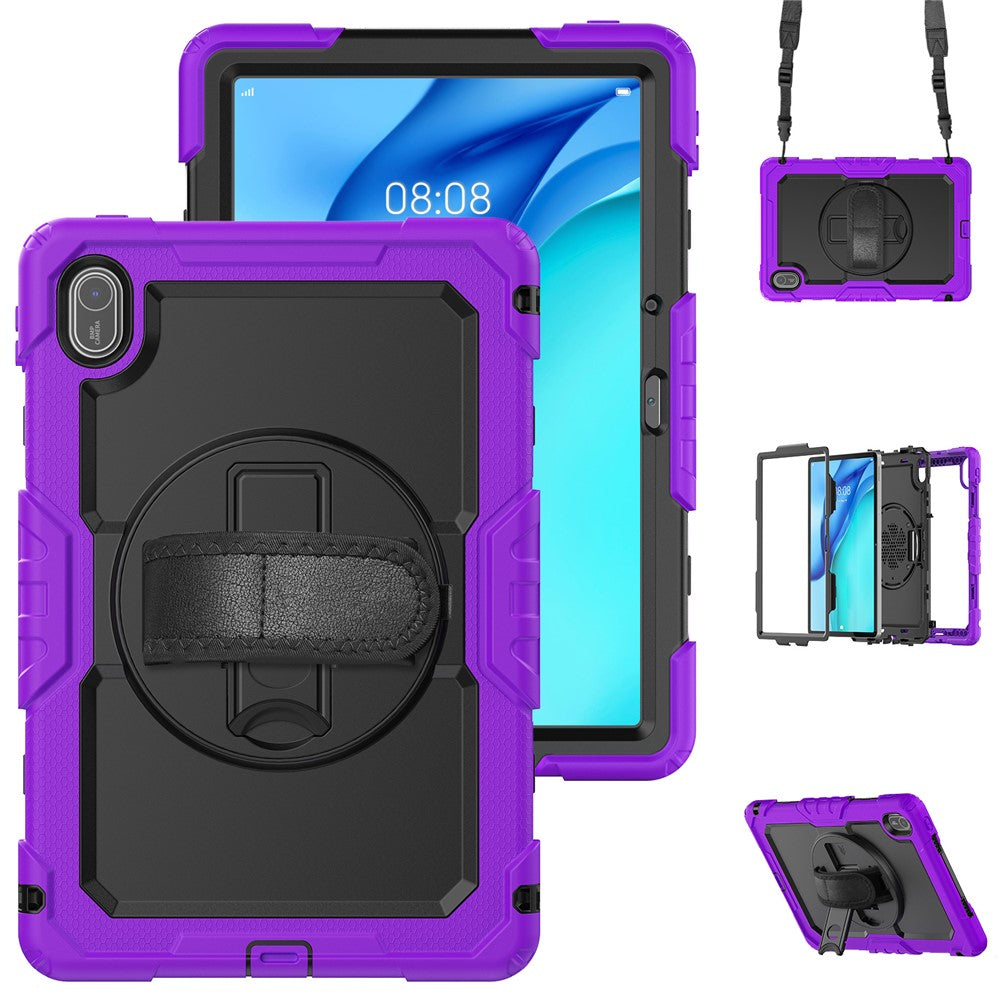 For Huawei MatePad SE 11 Case PC + Silicone Tablet Cover with PET Anti-Scratch Film and Shoulder Strap
