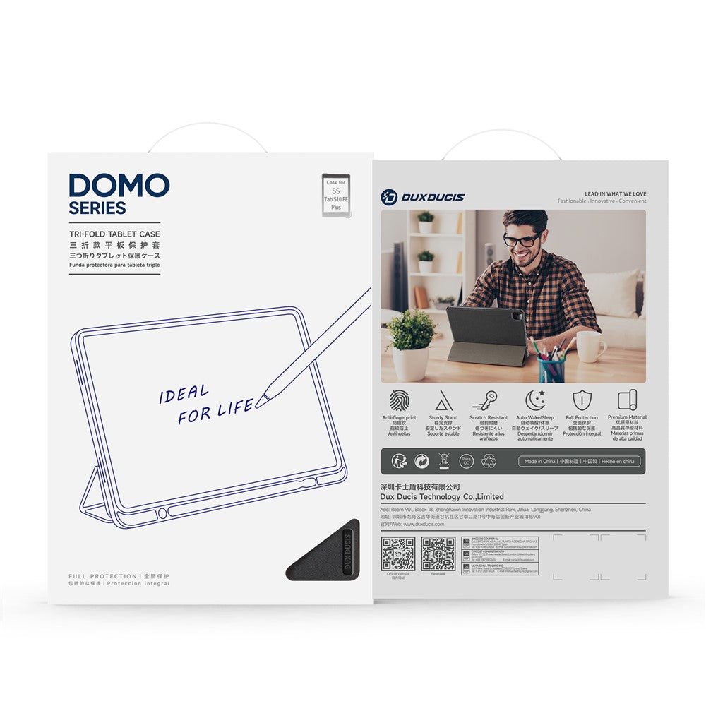 DUX DUCIS For Samsung Galaxy Tab S10 FE+ Case  Domo Series Tri-fold Stand PU Leather Tablet Cover