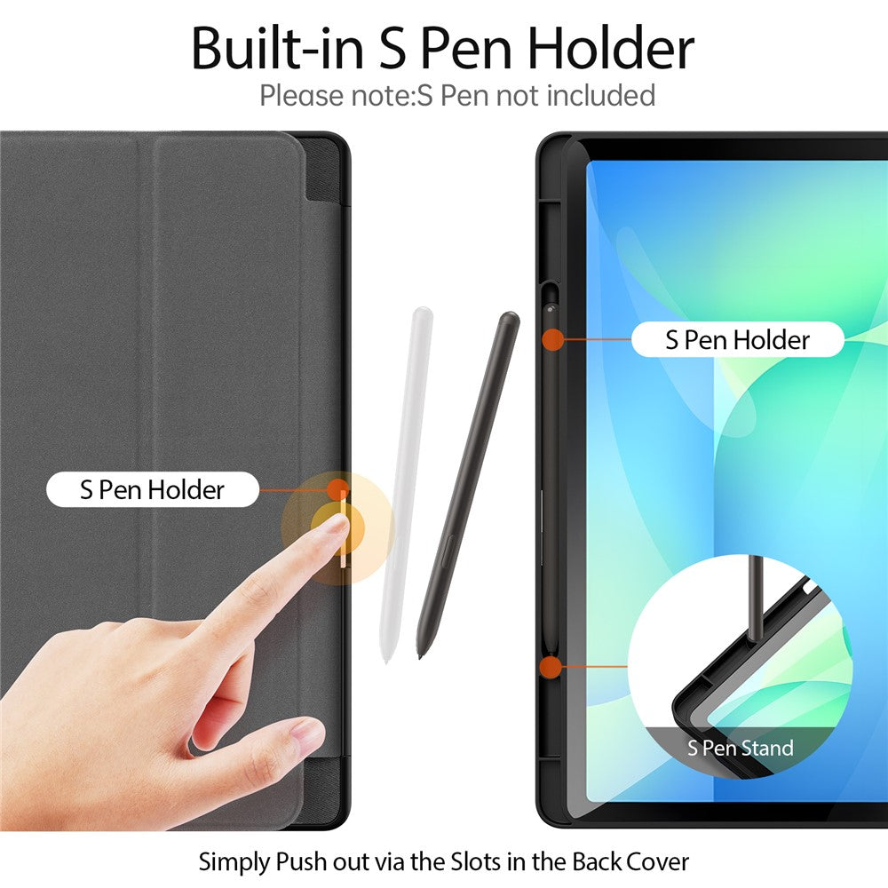 DUX DUCIS For Samsung Galaxy Tab S10 FE+ Case  Domo Series Tri-fold Stand PU Leather Tablet Cover