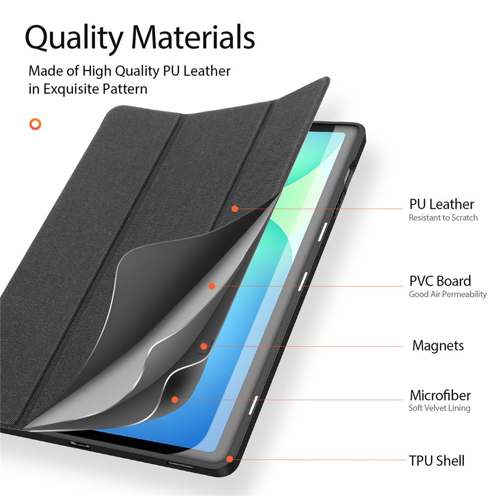 DUX DUCIS For Samsung Galaxy Tab S10 FE+ Case  Domo Series Tri-fold Stand PU Leather Tablet Cover