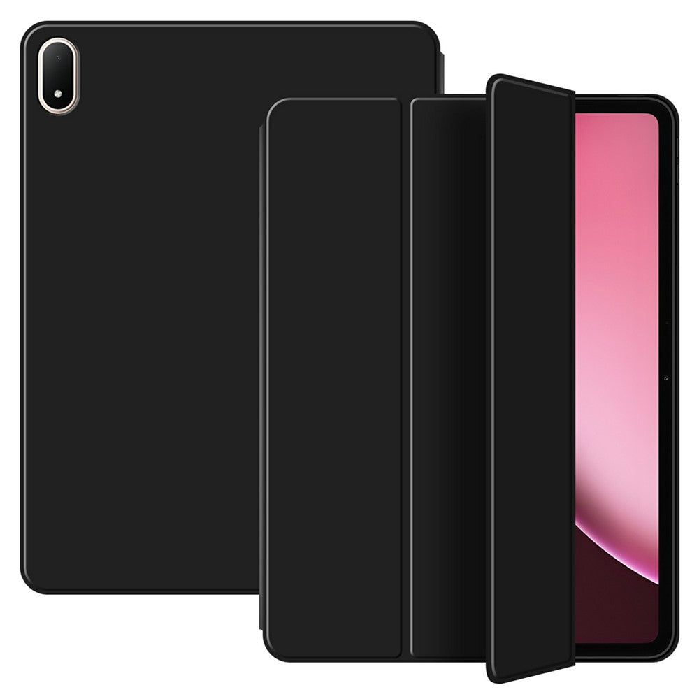 Oppo Pad 4 Pro-skal i PU-läder, TPU-baksida, trippelvikbart stativ, surfplatta