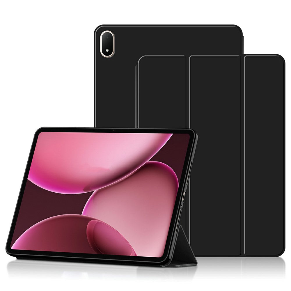 Oppo Pad 4 Pro-skal i PU-läder, TPU-baksida, trippelvikbart stativ, surfplatta