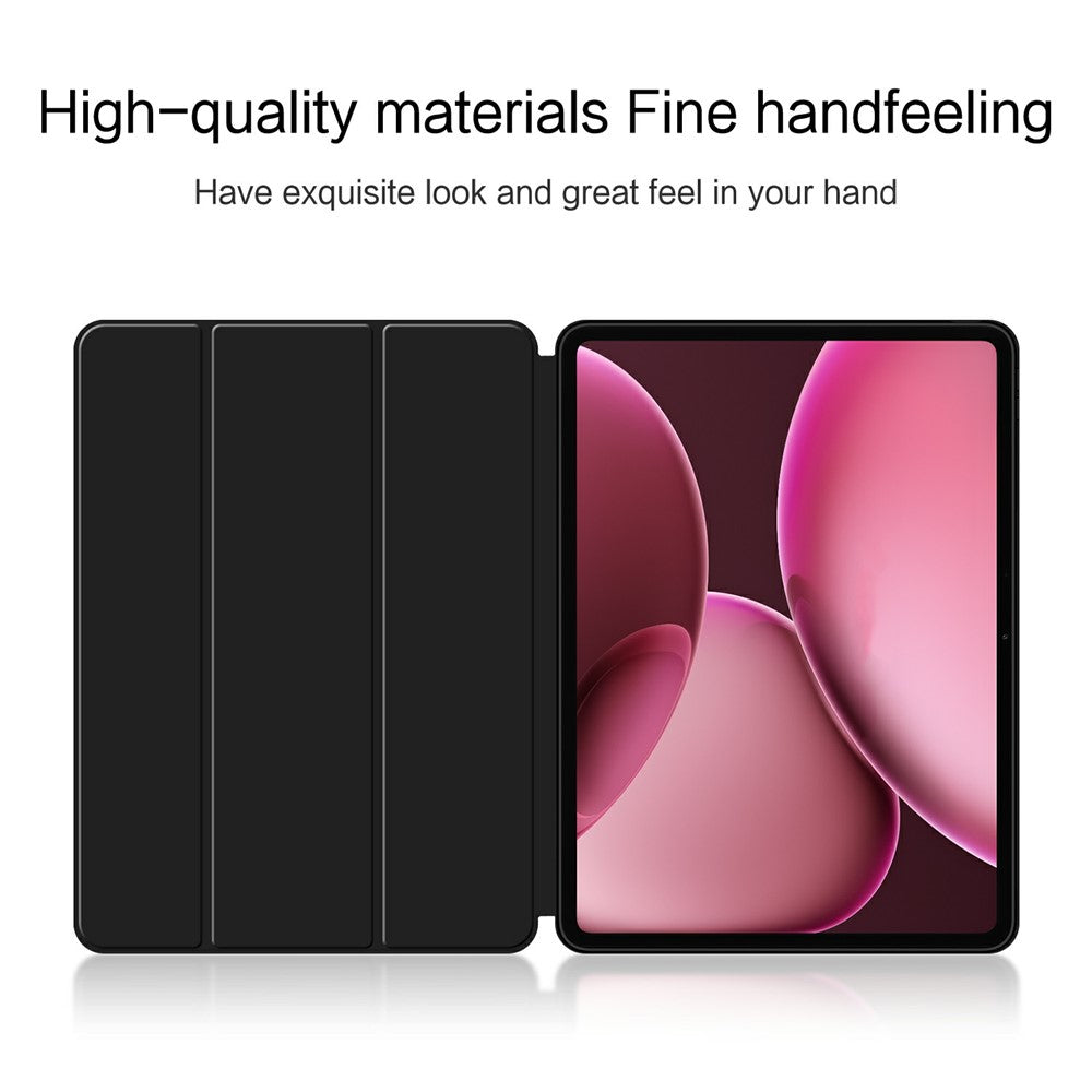Oppo Pad 4 Pro-skal i PU-läder, TPU-baksida, trippelvikbart stativ, surfplatta