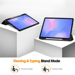 For Samsung Galaxy Tab S10 FE+ Stand Case Shock-Absorbent Leather Tablet Cover with Pen Slot