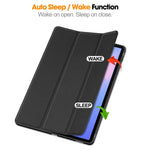 For Samsung Galaxy Tab S10 FE+ Stand Case Shock-Absorbent Leather Tablet Cover with Pen Slot